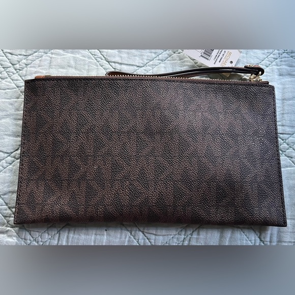 NWT Michael Kors Jet Set Charm Large Zip Clutch Wristlet Wallet Brown/Luggage - Picture 5 of 8